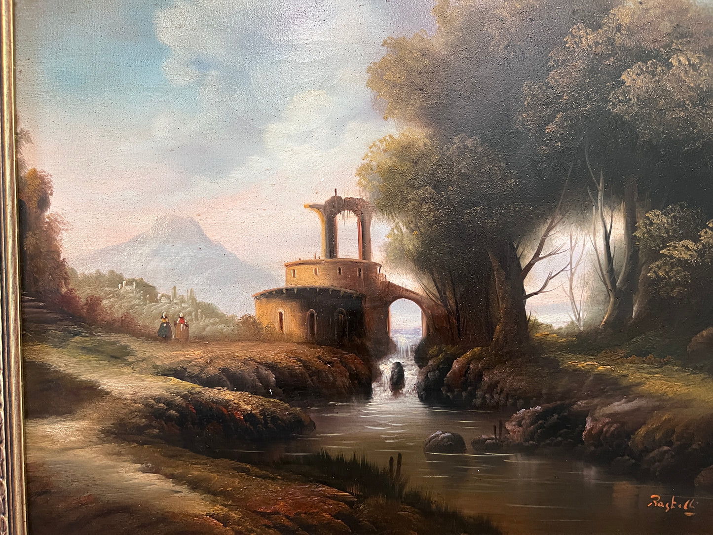 Antique Italian Landscape Oil Painting Signed Rastelli European School