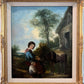 Antique 19 century Pastoral Genre Original Oil Canvas Painting European School