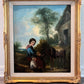 Antique 19 century Pastoral Genre Original Oil Canvas Painting European School