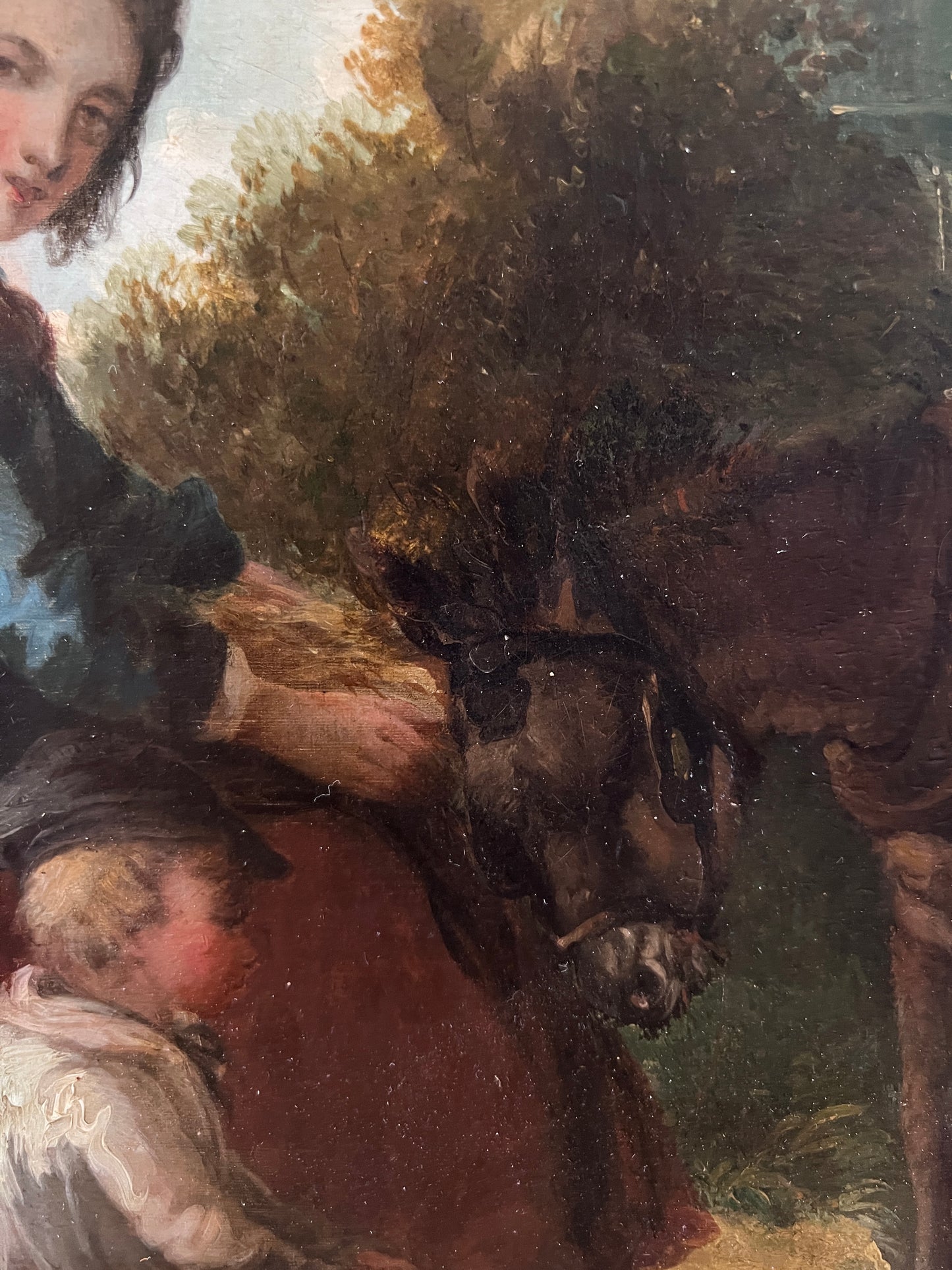 Antique 19 century Pastoral Genre Original Oil Canvas Painting European School