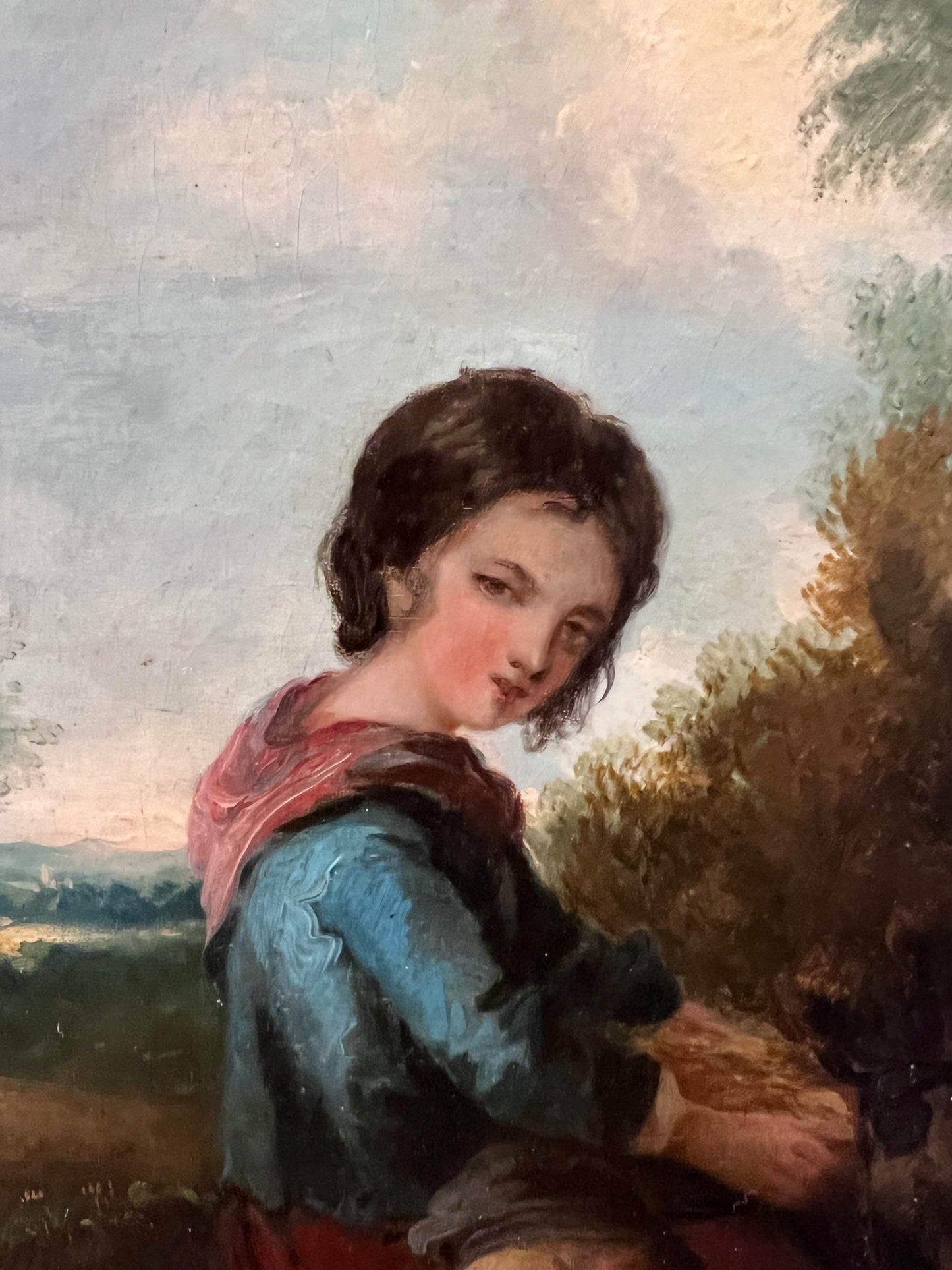 Antique 19 century Pastoral Genre Original Oil Canvas Painting European School