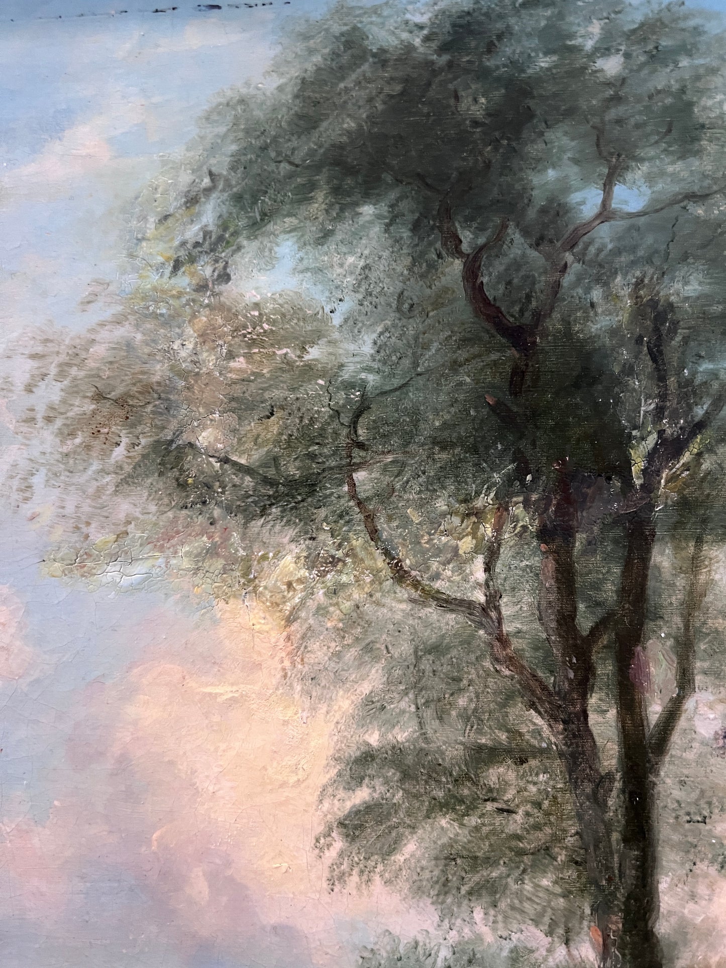 Antique 19 century Pastoral Genre Original Oil Canvas Painting European School