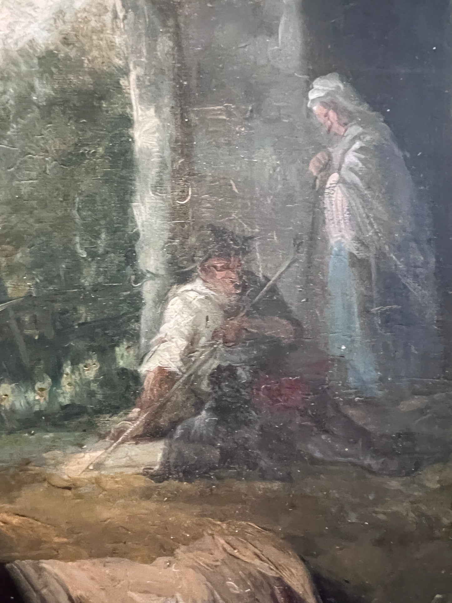 Antique 19 century Pastoral Genre Original Oil Canvas Painting European School