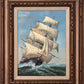 Majestic Tall Ship Original Oil Painting on canvas – Signed Hoffman – Framed