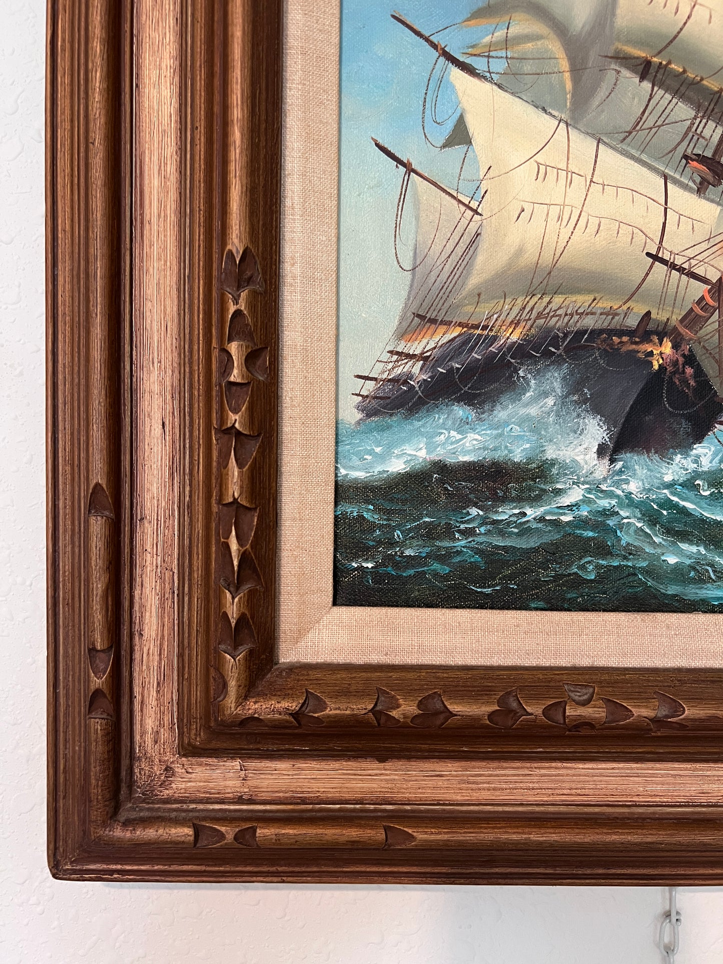 Majestic Tall Ship Original Oil Painting on canvas – Signed Hoffman – Framed