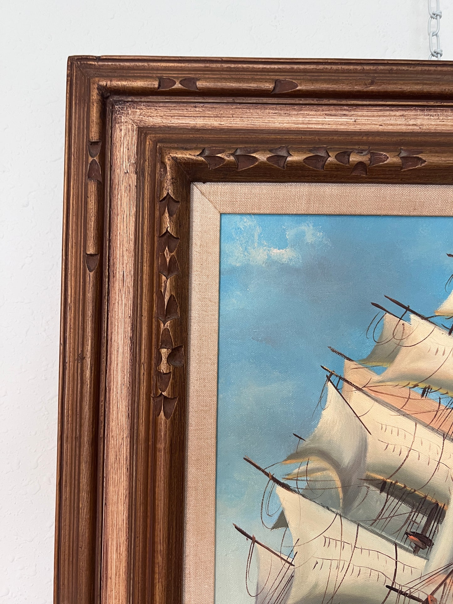 Majestic Tall Ship Original Oil Painting on canvas – Signed Hoffman – Framed