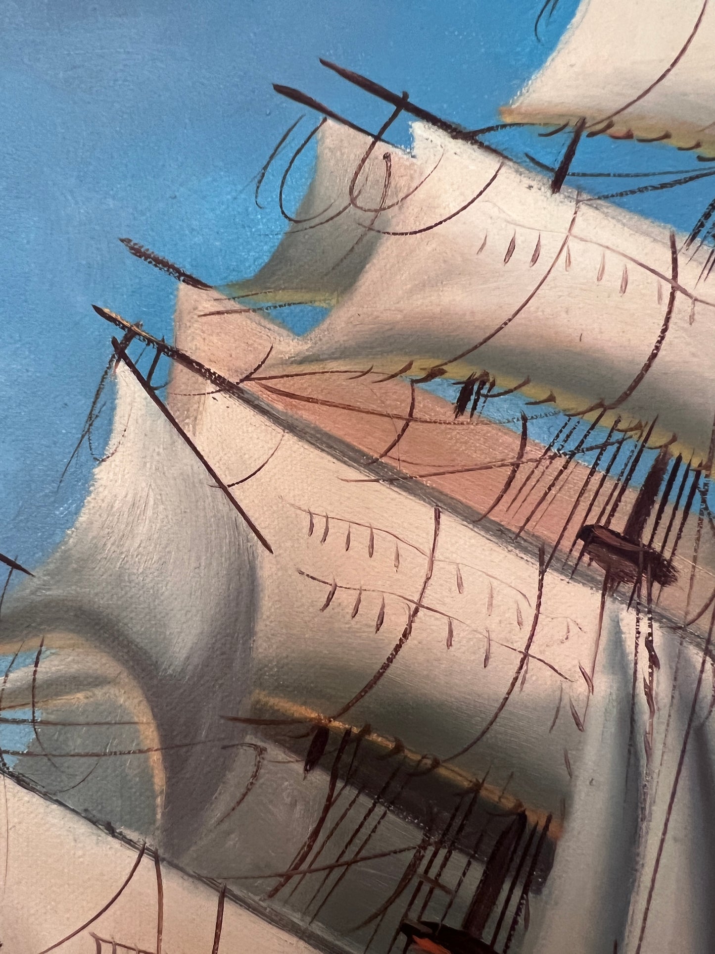 Majestic Tall Ship Original Oil Painting on canvas – Signed Hoffman – Framed