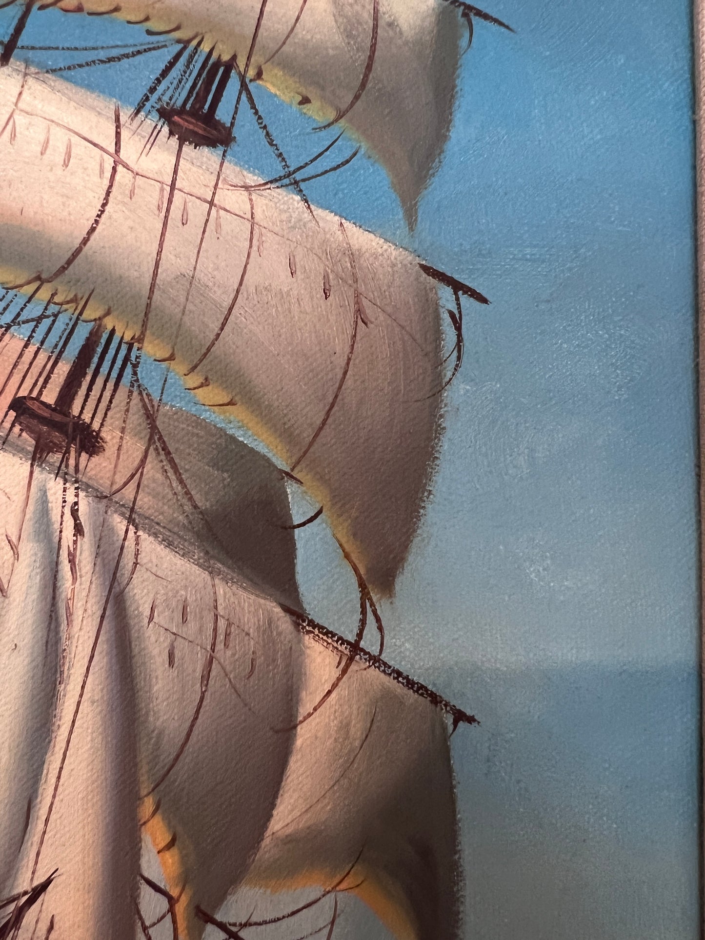 Majestic Tall Ship Original Oil Painting on canvas – Signed Hoffman – Framed