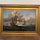Vintage Maritime Seascape Oil Painting with Dutch Ships Nautical Naval Art