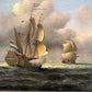 Vintage Maritime Seascape Oil Painting with Dutch Ships Nautical Naval Art
