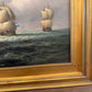 Vintage Maritime Seascape Oil Painting with Dutch Ships Nautical Naval Art