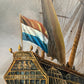 Vintage Maritime Seascape Oil Painting with Dutch Ships Nautical Naval Art
