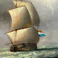 Vintage Maritime Seascape Oil Painting with Dutch Ships Nautical Naval Art