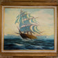 Original Vintage Nautical Sailing Ship Seascape – Oil on Canvas – Framed