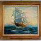 Original Vintage Nautical Sailing Ship Seascape – Oil on Canvas – Framed