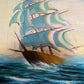 Original Vintage Nautical Sailing Ship Seascape – Oil on Canvas – Framed