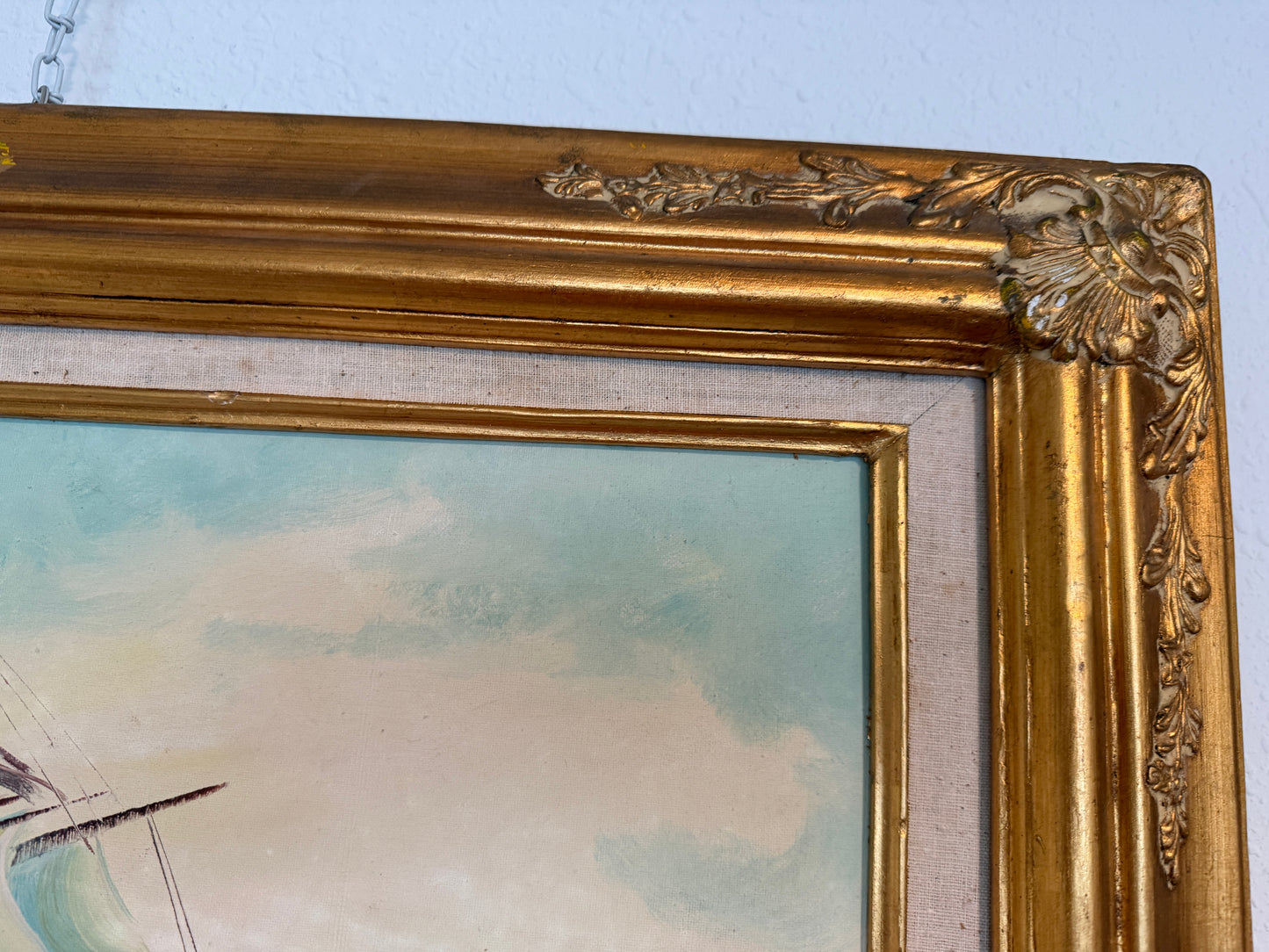 Original Vintage Nautical Sailing Ship Seascape – Oil on Canvas – Framed