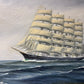 Danish Artist Peder Chr. Pedersen 1870-1950 Antique Oil painting Ship KOBENHAVN