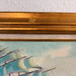 Original Vintage Nautical Sailing Ship Seascape – Oil on Canvas – Framed