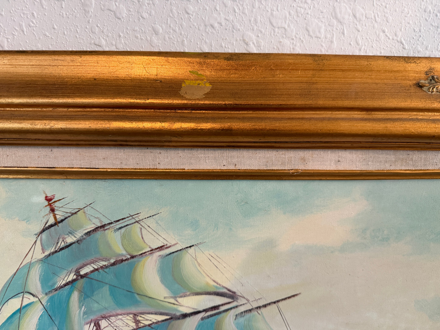 Original Vintage Nautical Sailing Ship Seascape – Oil on Canvas – Framed