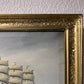 Danish Artist Peder Chr. Pedersen 1870-1950 Antique Oil painting Ship KOBENHAVN