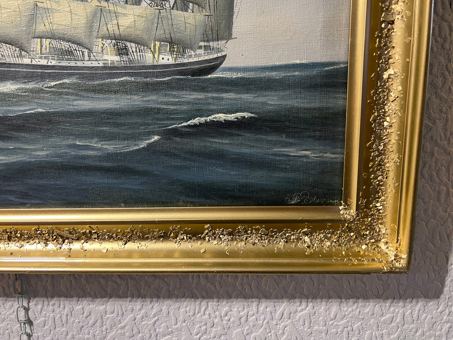 Danish Artist Peder Chr. Pedersen 1870-1950 Antique Oil painting Ship KOBENHAVN