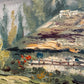 Vintage Alpine Mountain Landscape with Chalet – Oil on Canvas – Signed Rosetto