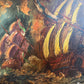 Italian Vintage Maritime Ship Oil Painting by Vasselli Nautical Seascape