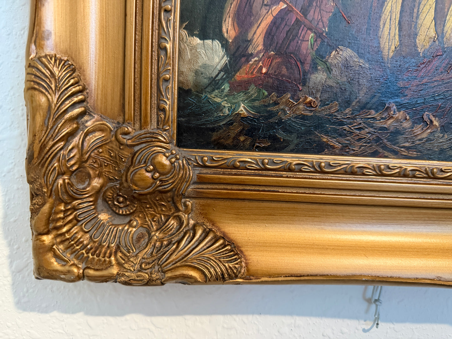 Italian Vintage Maritime Ship Oil Painting by Vasselli Nautical Seascape