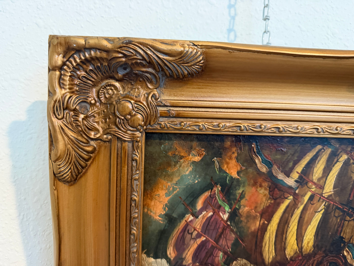 Italian Vintage Maritime Ship Oil Painting by Vasselli Nautical Seascape