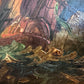 Italian Vintage Maritime Ship Oil Painting by Vasselli Nautical Seascape