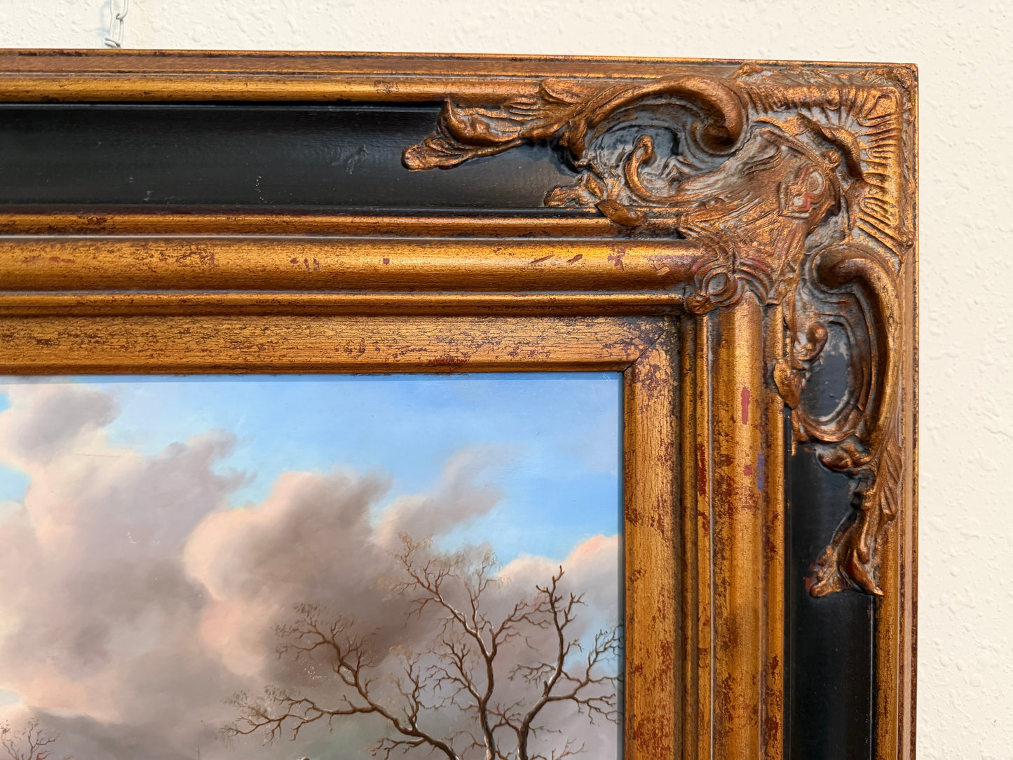 Dutch Winter Landscape with Figures and Church Oil on Board Signed Van Peeters