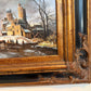 Dutch Winter Landscape with Figures and Church Oil on Board Signed Van Peeters