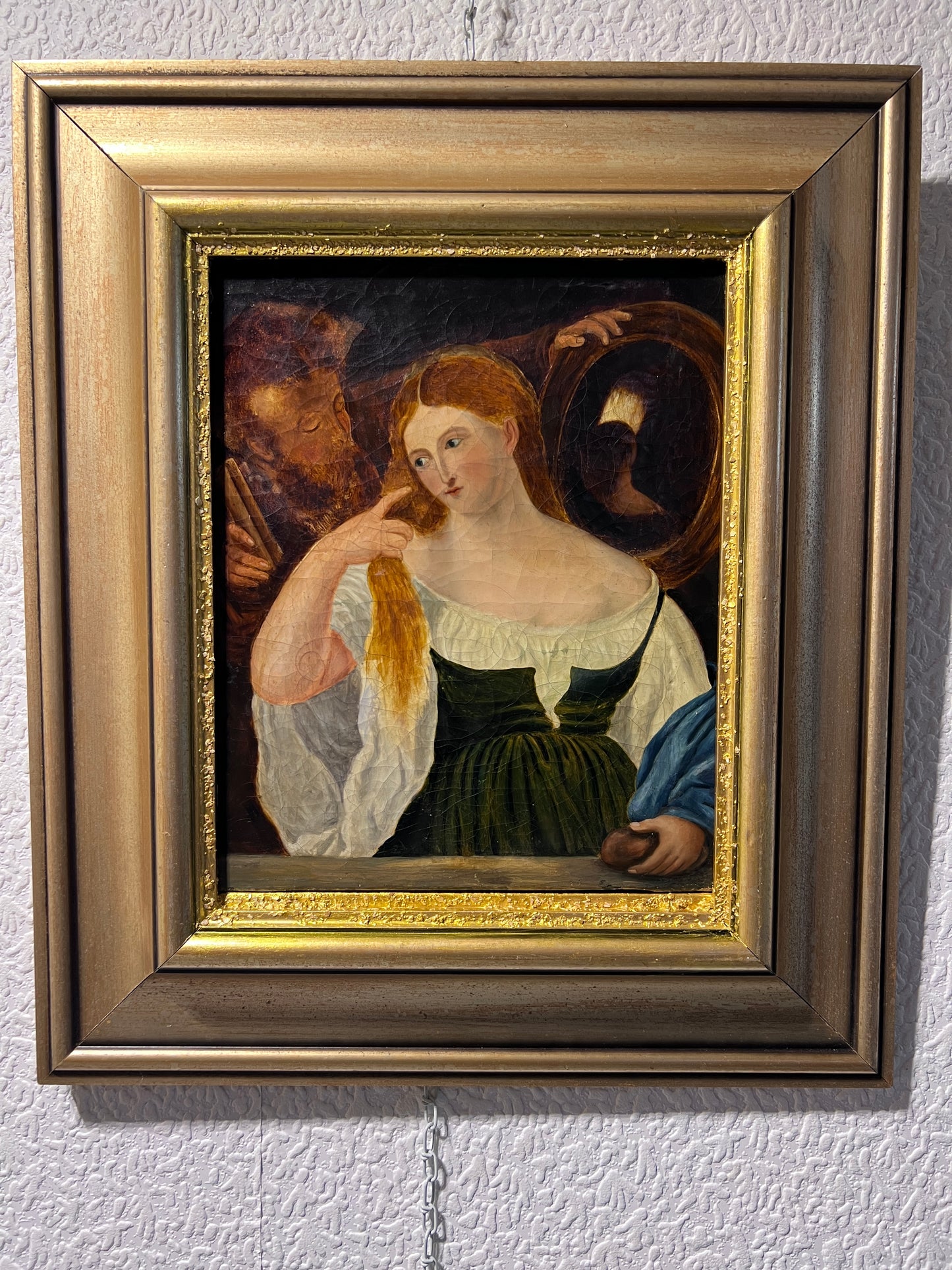 19 century, Original Antique Oil Painting in canvas, Female Portrait