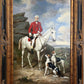 Jordan Original Oil Painting, English Fox Hunt Scene with Rider, Horses & Hounds