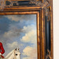 Jordan Original Oil Painting, English Fox Hunt Scene with Rider, Horses & Hounds