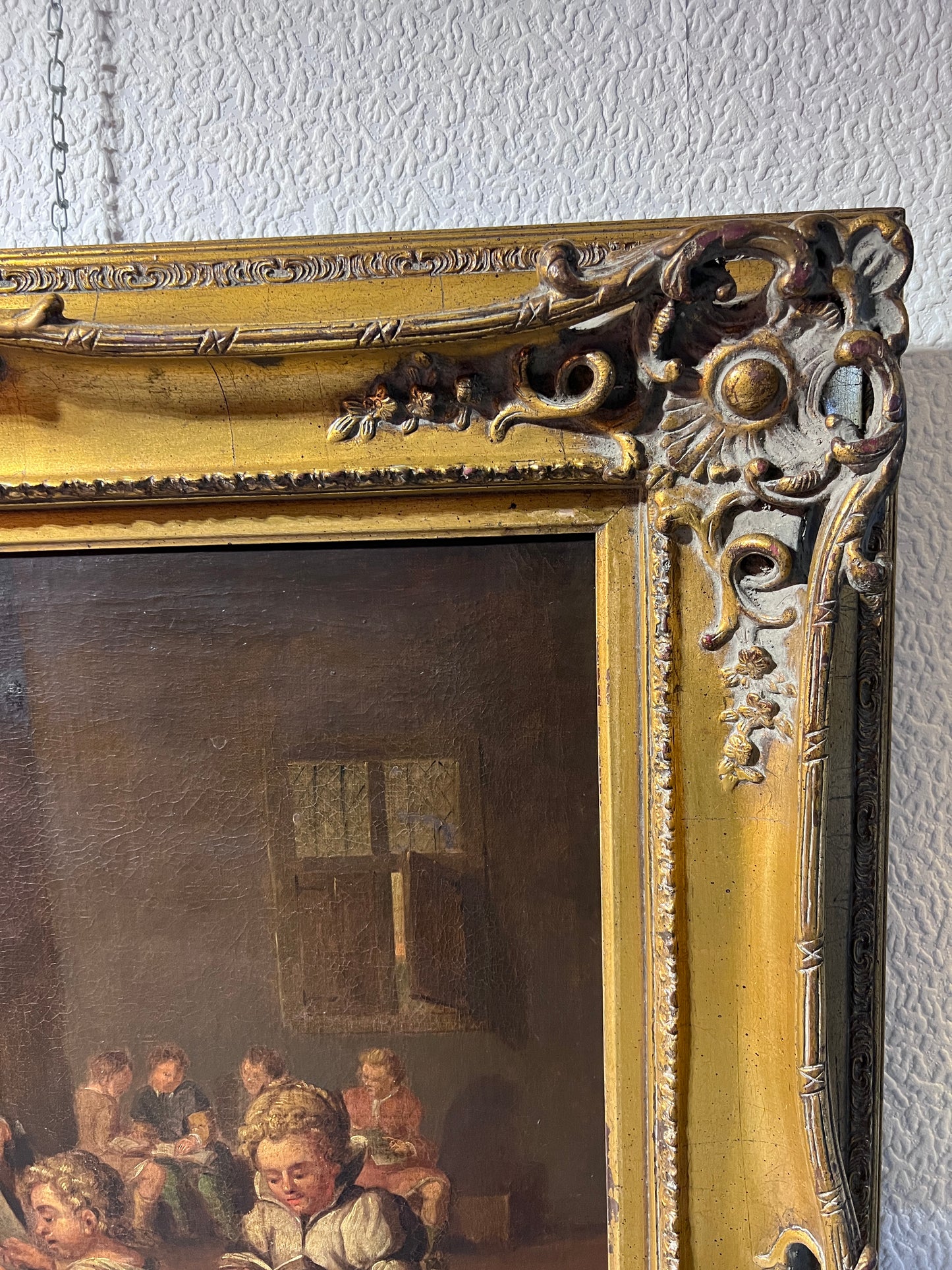 Antique A.Van Ostade Dutch School original oil painting on canvas, Genre scene