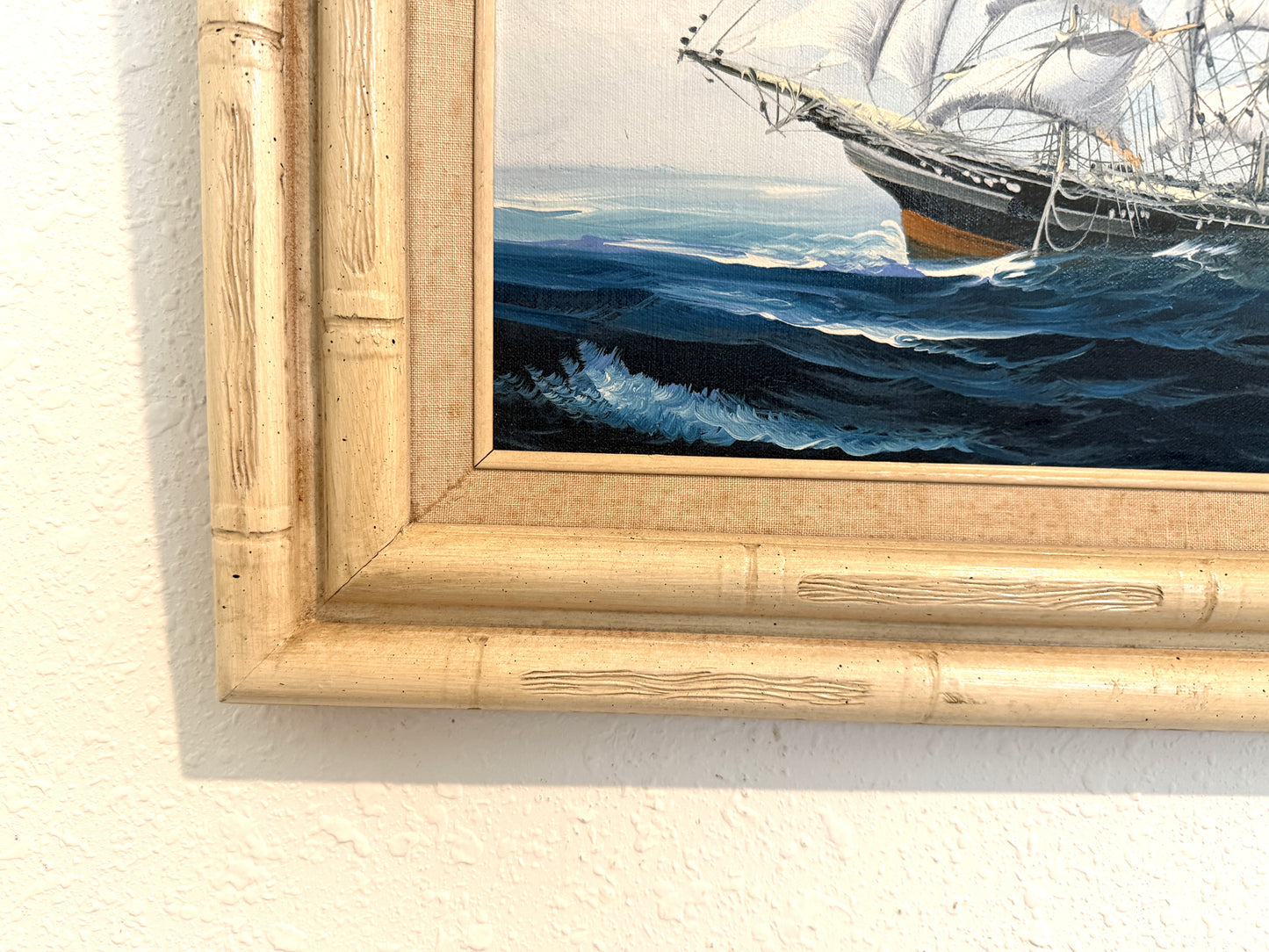 K.Maskell Oil Painting Tall Ship at Sea Maritime Nautical Ocean Seascape, Framed