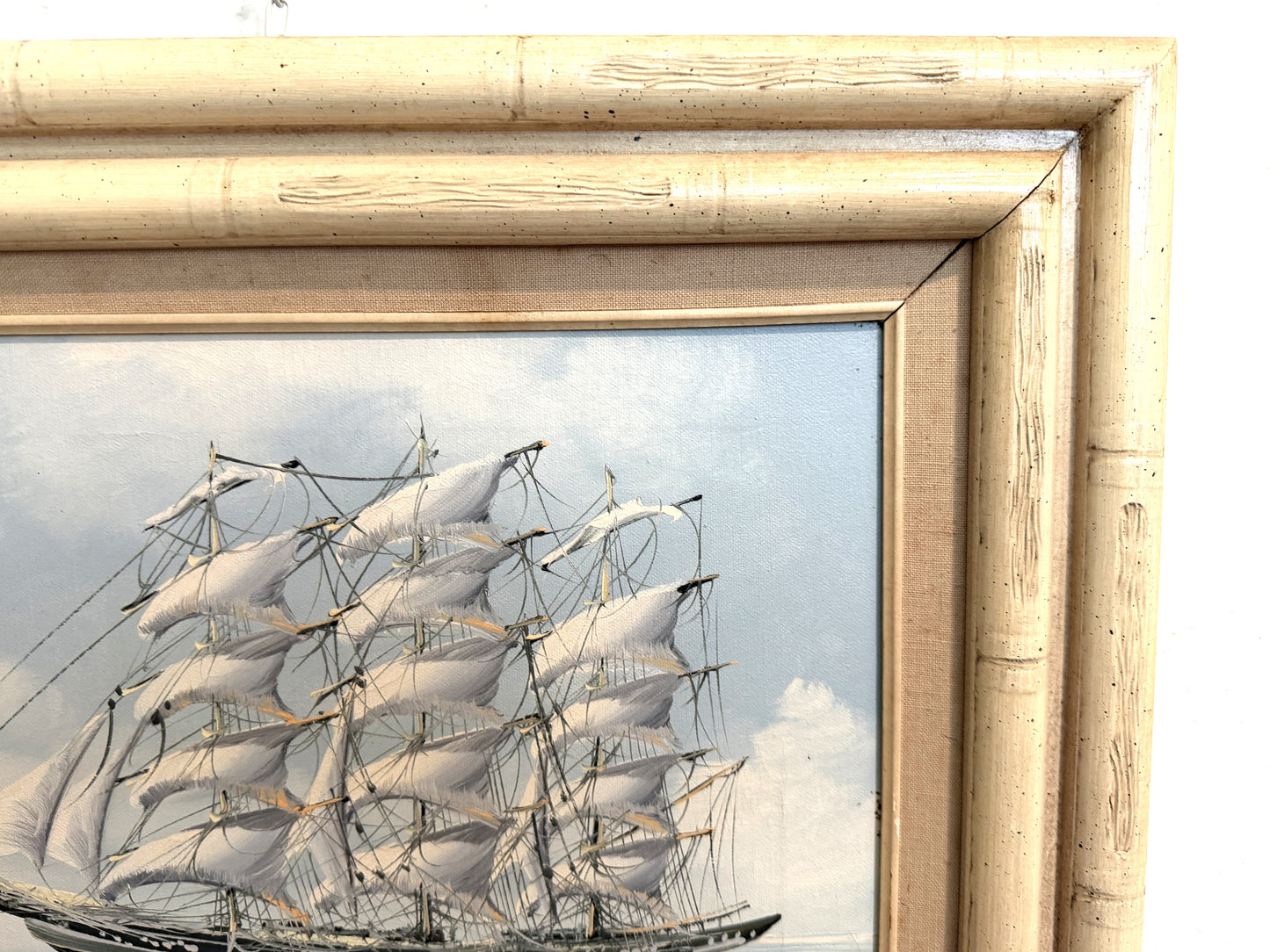 K.Maskell Oil Painting Tall Ship at Sea Maritime Nautical Ocean Seascape, Framed