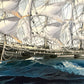 K.Maskell Oil Painting Tall Ship at Sea Maritime Nautical Ocean Seascape, Framed