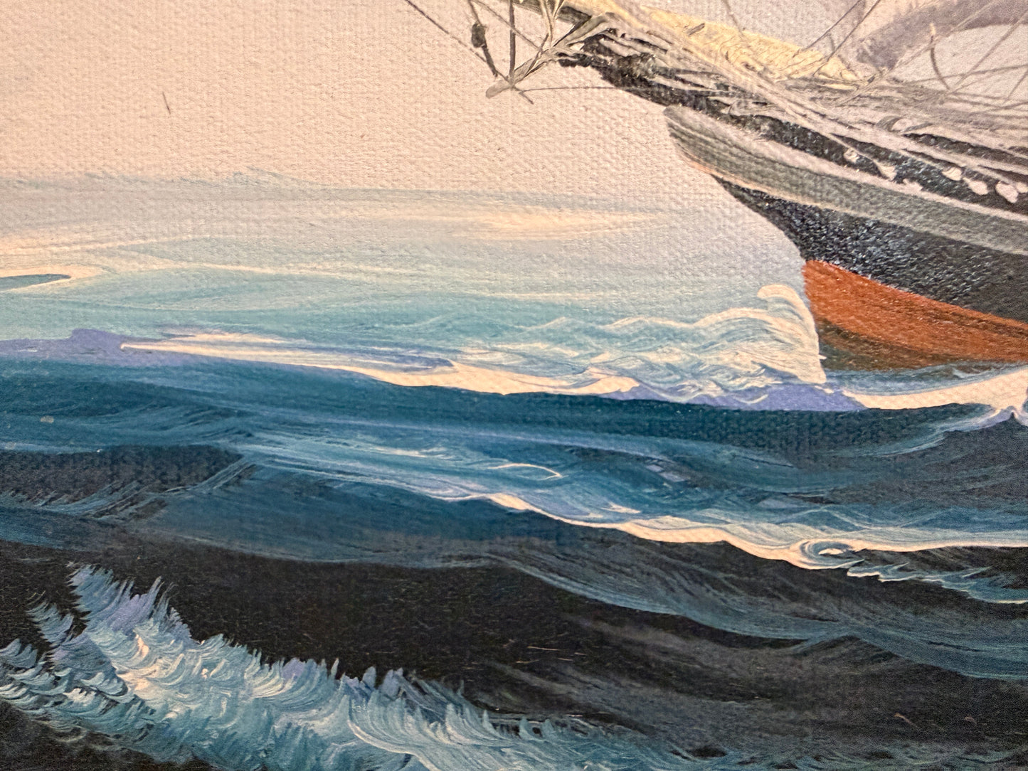 K.Maskell Oil Painting Tall Ship at Sea Maritime Nautical Ocean Seascape, Framed