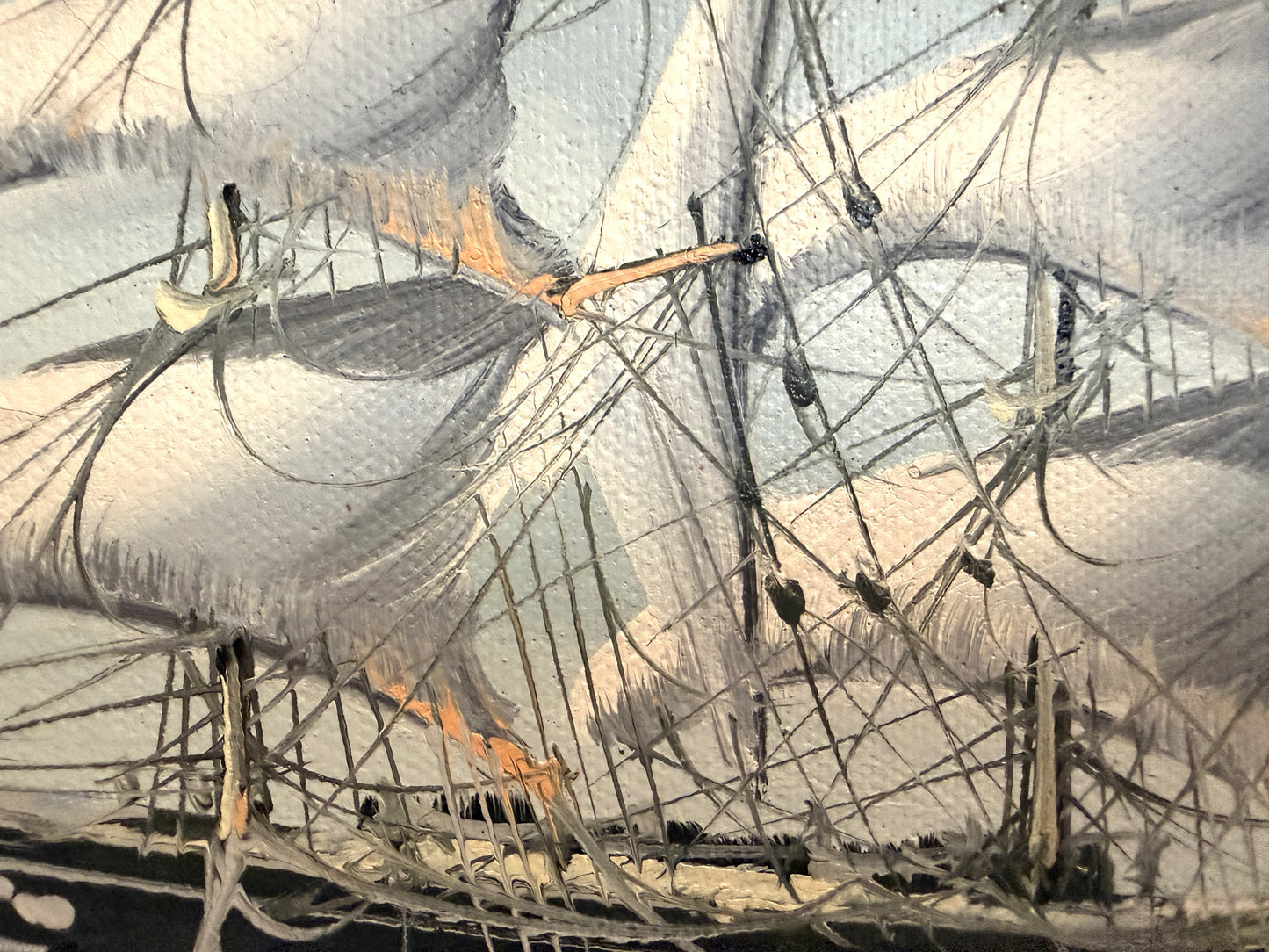 K.Maskell Oil Painting Tall Ship at Sea Maritime Nautical Ocean Seascape, Framed