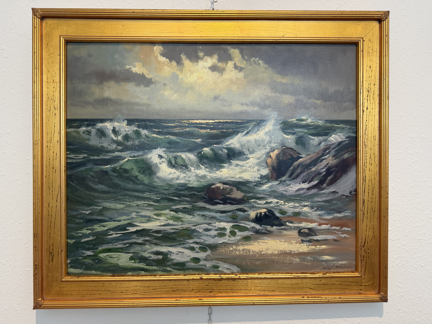 Vintage Original Maritime Oil Painting – Signed Mody Kersten (German) Seascape