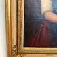 Antique 1868 Oil Portrait Young Woman European Lady Gilt Frame 19th Century