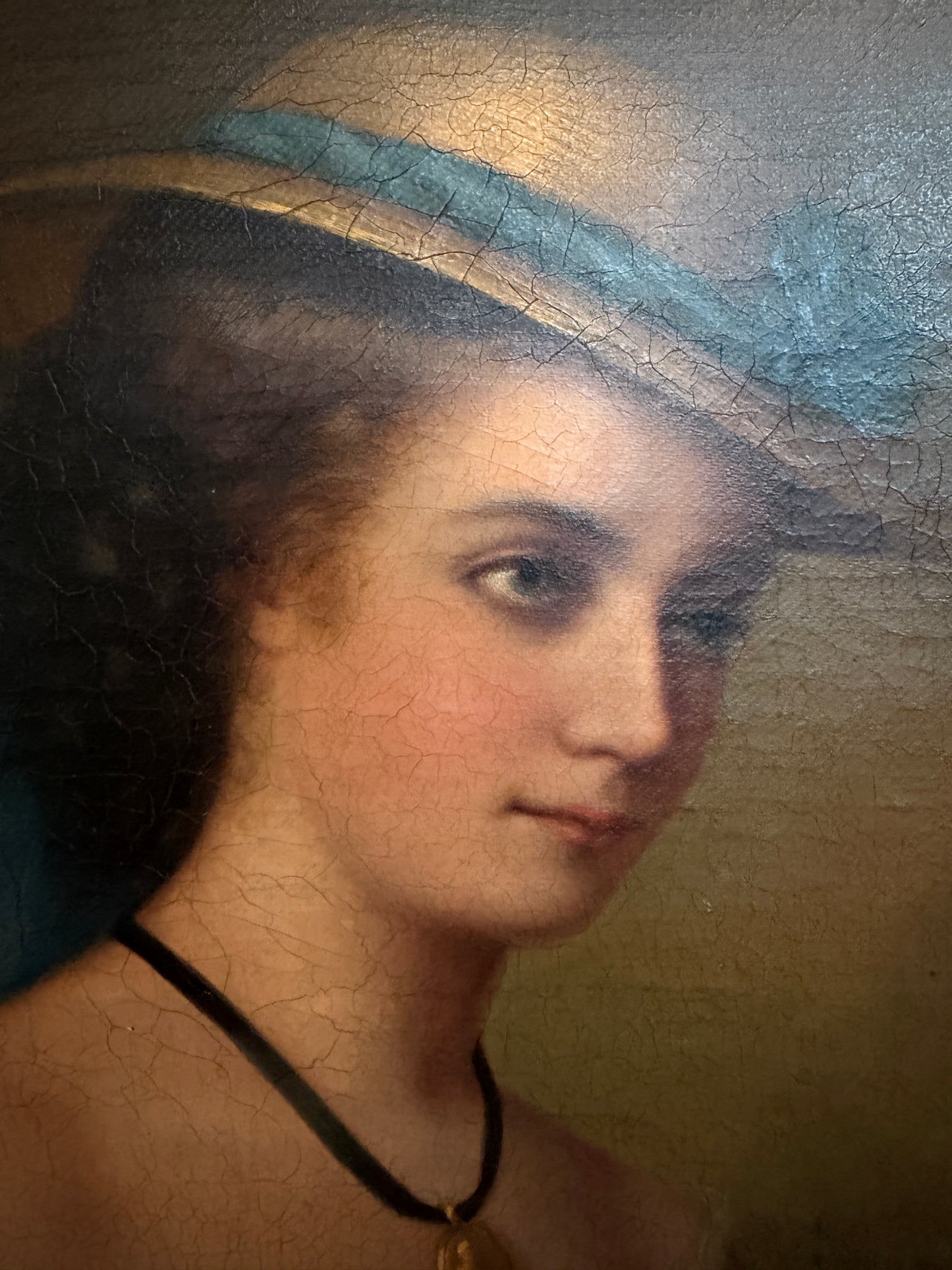 Antique 1868 Oil Portrait Young Woman European Lady Gilt Frame 19th Century