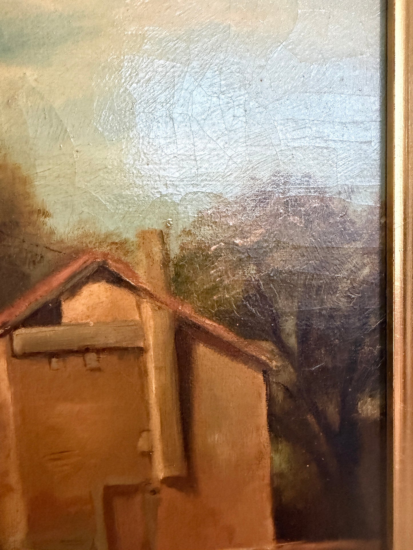 Antique 19th Century British Oil Painting by G. Wylle Rural Landscape Gilt Frame