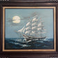 K.Maskell painting on canvas, seascape, Sailing Ship in the Ocean, Framed