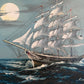 K.Maskell painting on canvas, seascape, Sailing Ship in the Ocean, Framed