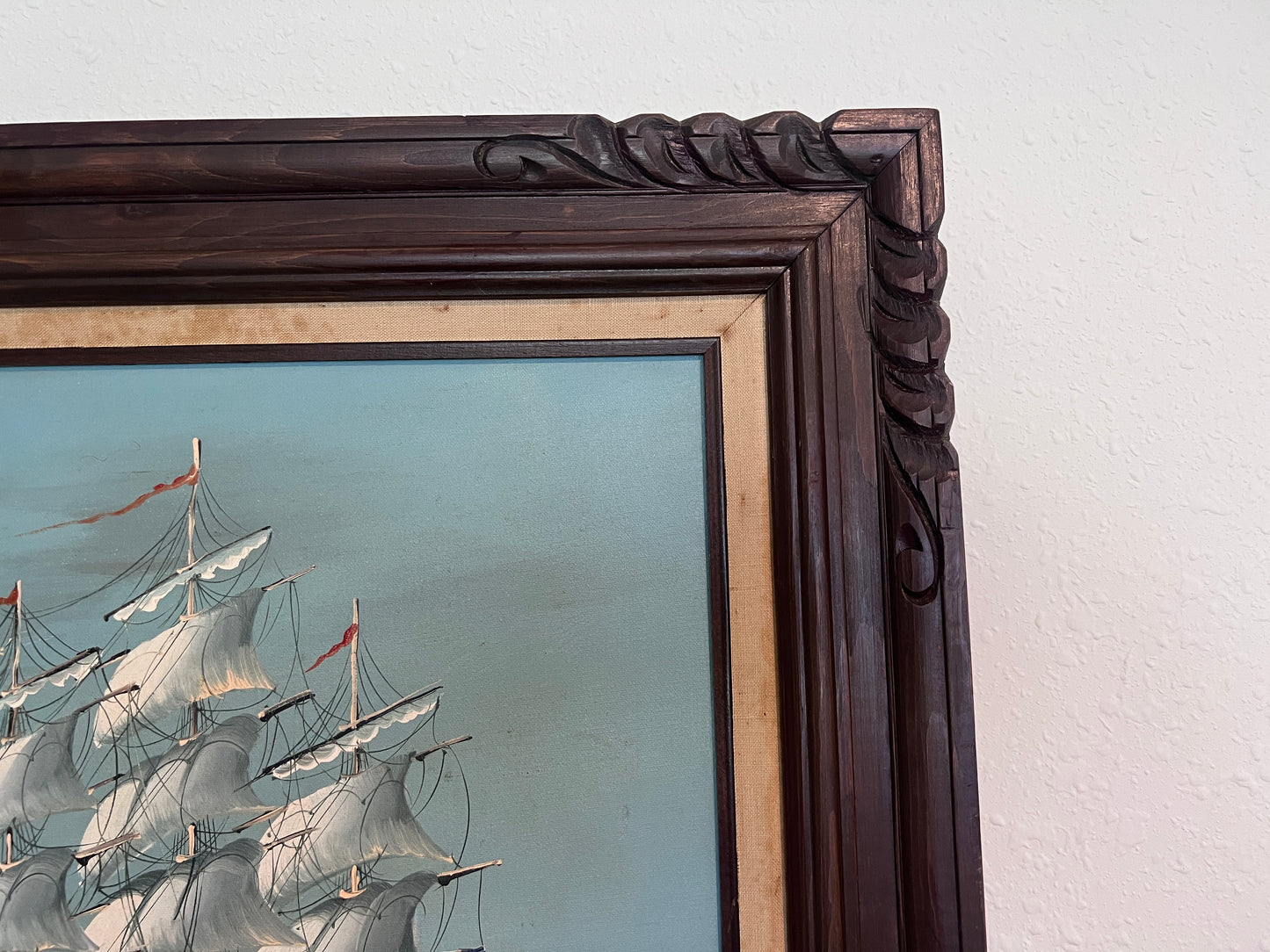 K.Maskell painting on canvas, seascape, Sailing Ship in the Ocean, Framed