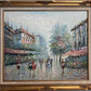 Original painting on canvas cityscape, Paris street view, Signed, framed